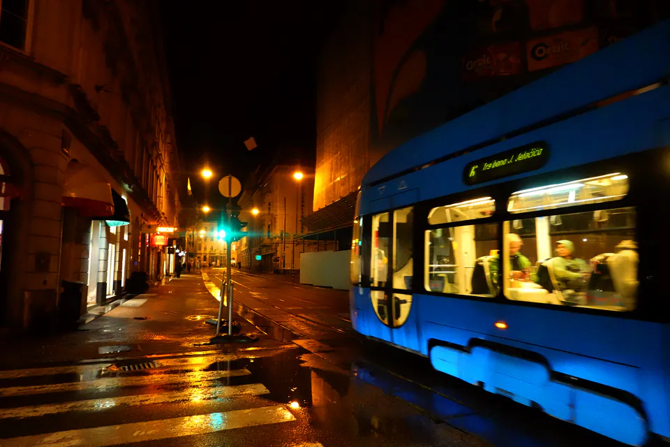 Night bus with number 9 prefix waiting at Budapest transport hub