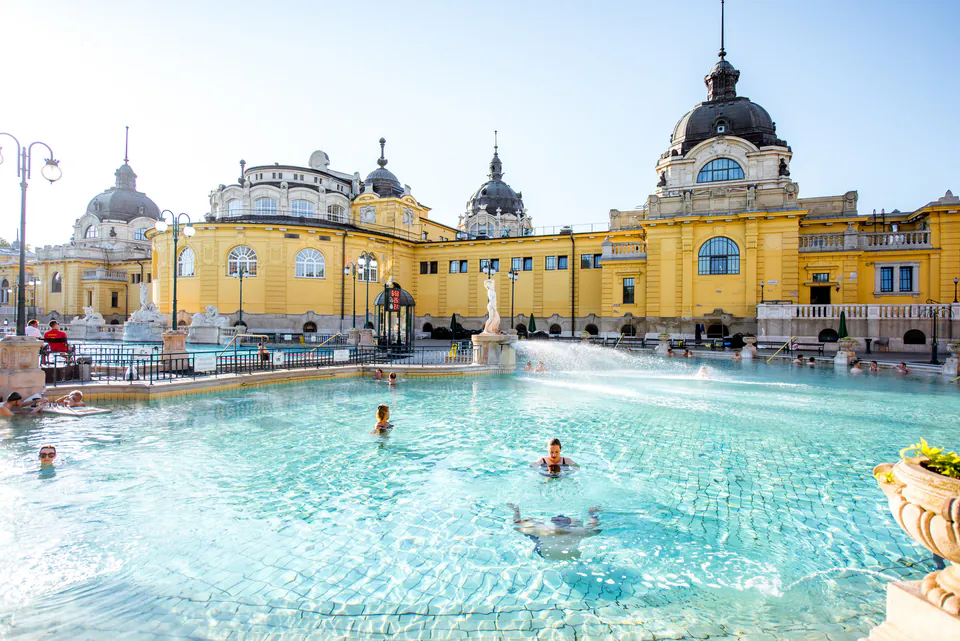 Early morning at Széchenyi Thermal Bath with fewer crowds