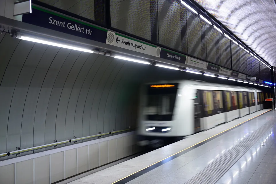 Budapest metro map display at underground station