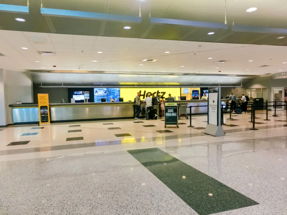 Modern car rental office at Budapest Ferenc Liszt International Airport