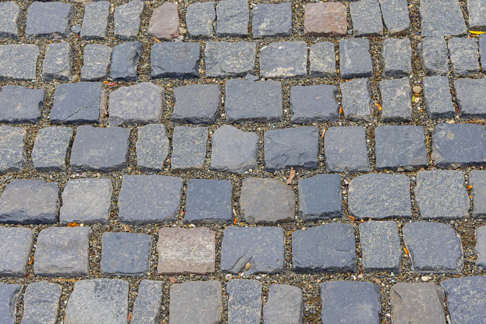 Cobblestone street in Budapest's historic district