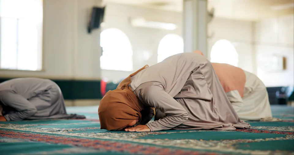 Interior prayer hall of a mosque in Budapest