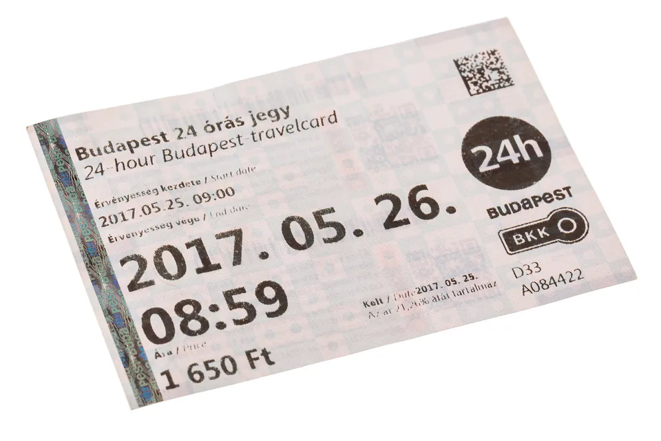 Hand holding Budapest single transport ticket with BKK logo