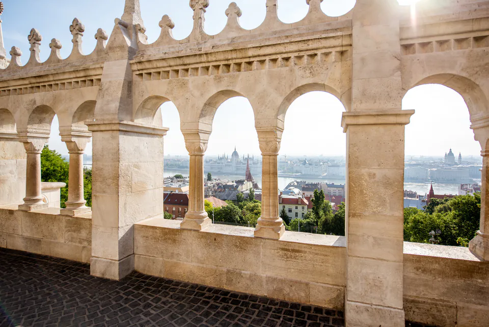 Solo traveler enjoying the view of Budapest from Fisherman's Bastion