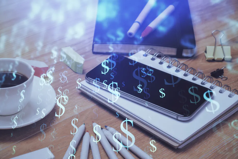 Person checking exchange rates on smartphone