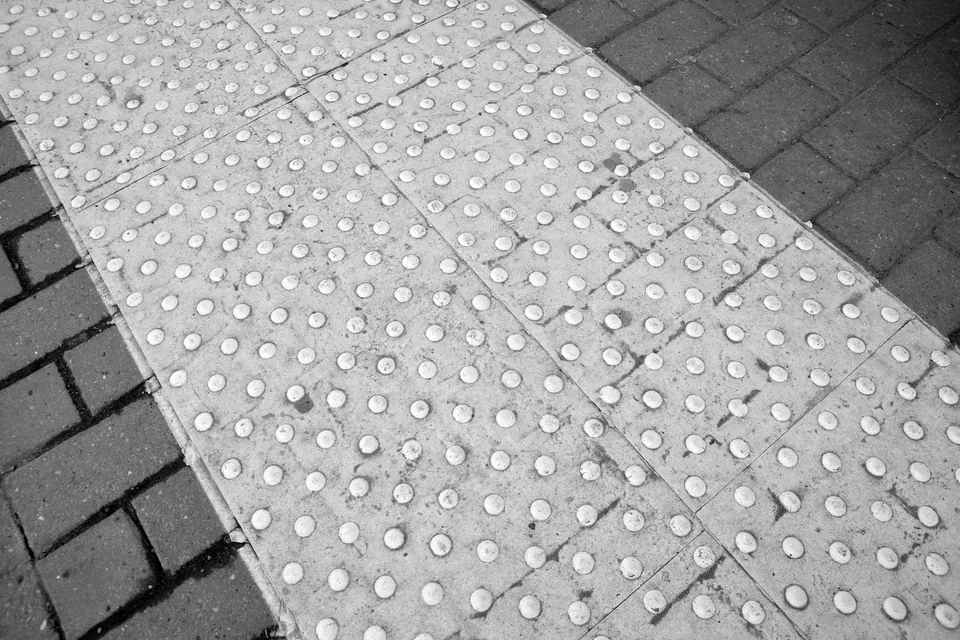 Accessible pedestrian crossing in Budapest with tactile paving