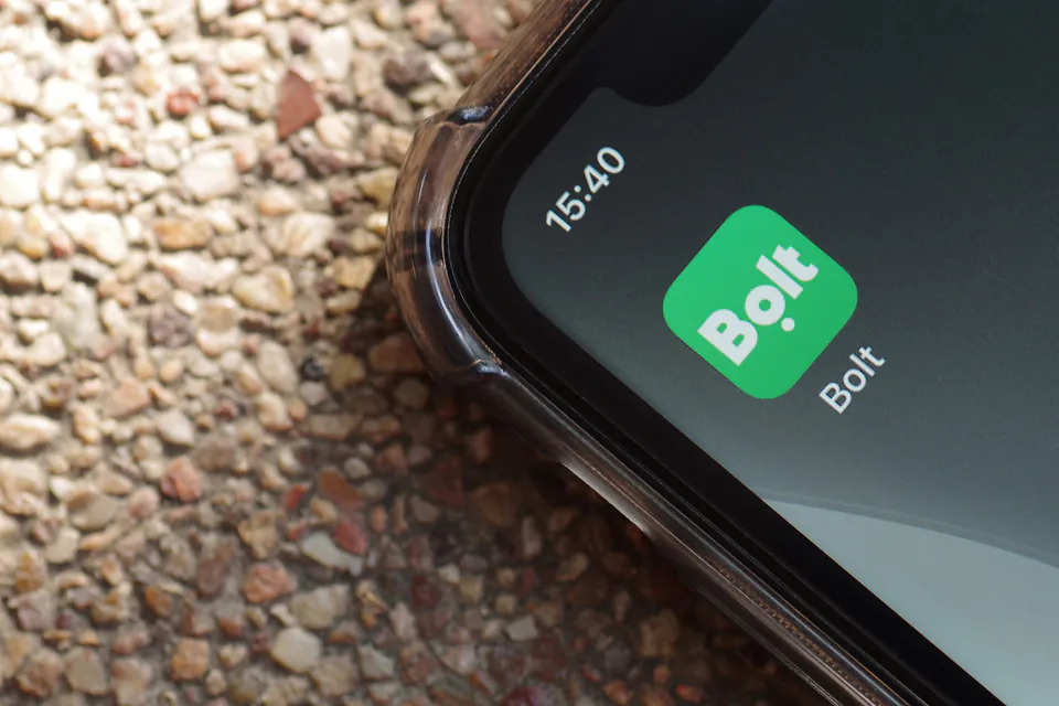Smartphone screen showing Bolt rideshare app icon and logo