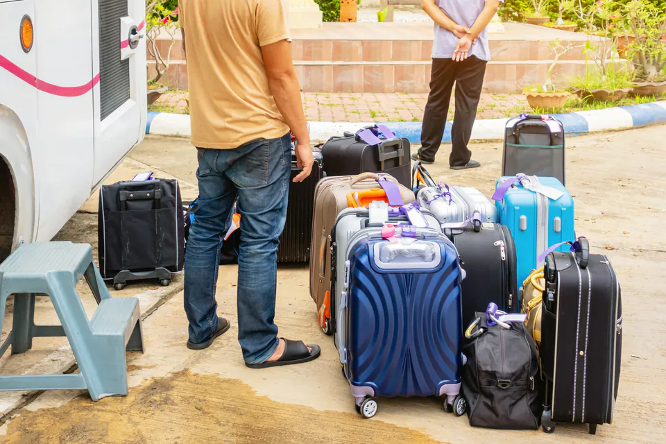 Tourists waiting to store luggage during summer peak season in Budapest