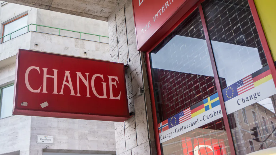 Currency exchange office in central Budapest